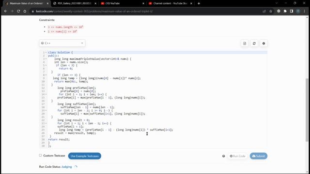LEETCODE Weekly Contest 365 SOLUTION || Maximum Value of an Ordered Triplet II SOLUTION || JAVA ||c