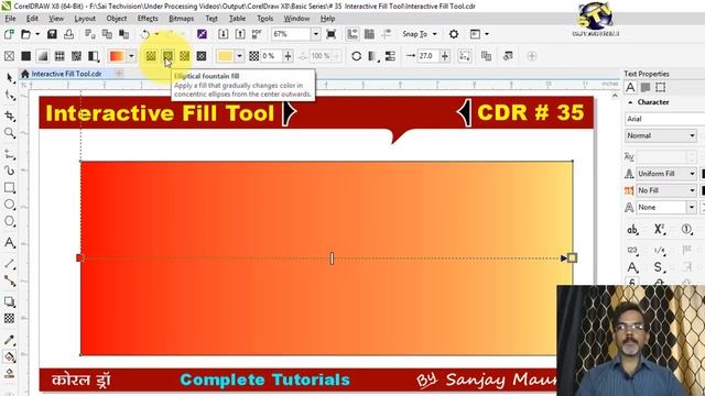 How to use Interactive Fill Tool in CorelDraw X8 in Hindi (Basic Series) Part-35