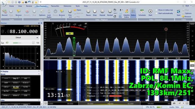 11.07.2023 10:11UTC, [Es], RMF Maxx, Польша, 88.1МГц, 1393км