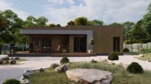 Проект дома в стиле Хай-тек с плоской кровлей