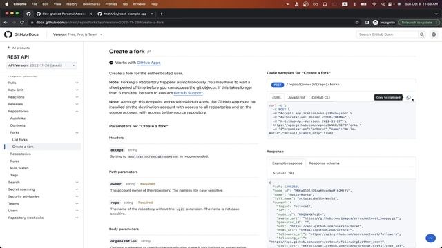 How to Fork a GitHub Repo using the GitHub API