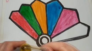 Glitter fan draw with colors Как нарисовать веер Веер раскраска