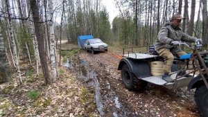 Нива с прицепом +Трицикл Скарабей 3Х3, связка длинной 20 метров
