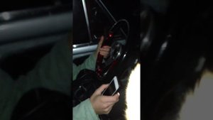 Парень учит девушку, заводить машину