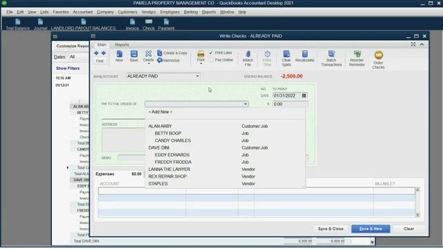 Property Management Payments To Landlords In QuickBooks Desktop
