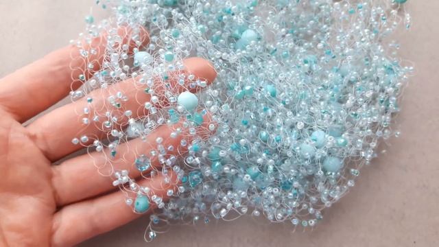 Воздушное колье (на видео) и серьги из бусин бисера "Циан" (2215) смотреть онлайн