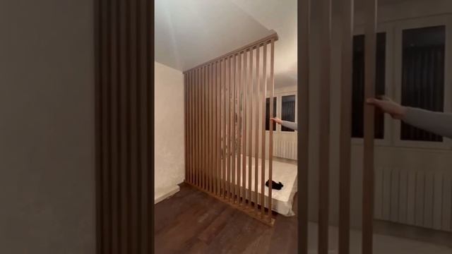 поворотный брус разворот с эффектом жалюзи: полное перекрытие, синхронный разворот  #перегородка