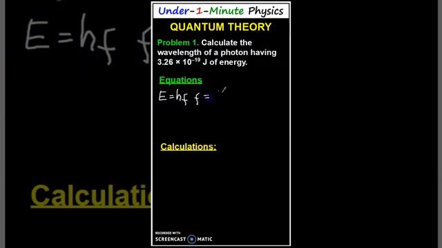 How To Solve Problems on PLANCK'S QUANTUM THEORY Energy Of Photons 1. Under-1-Minute-Physics #short