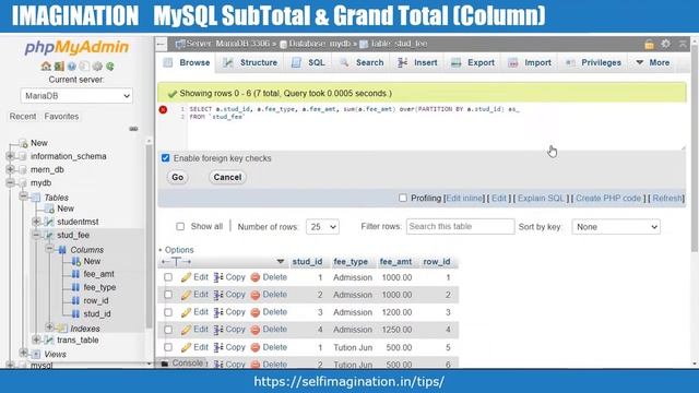 Find SubTotal & Grand Total Window Function in MySQL | Sum Without Rollup #30