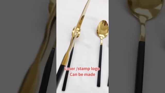 Stainless steel 18/10 cutlery 24pcs gold and black China factory