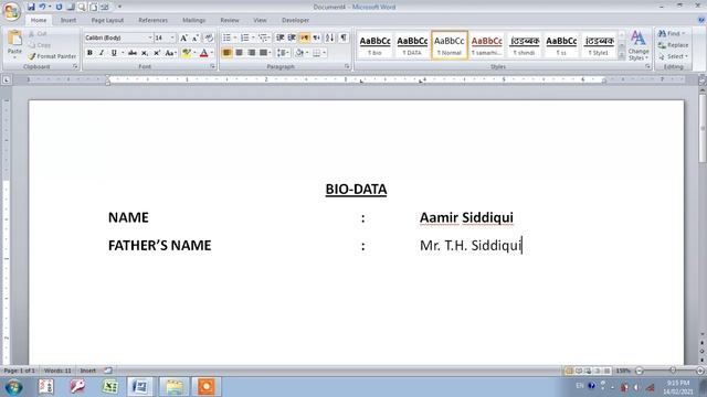 BIO DATA IN MS | BIO DATA IN MS 2007 | how to make biodata in ms word | computer solution | ms word