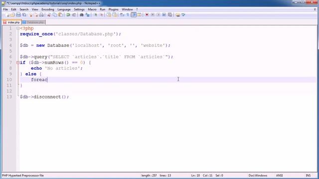052 MySQL Database Example Part 3 | PHP Object Oriented Programming Projects