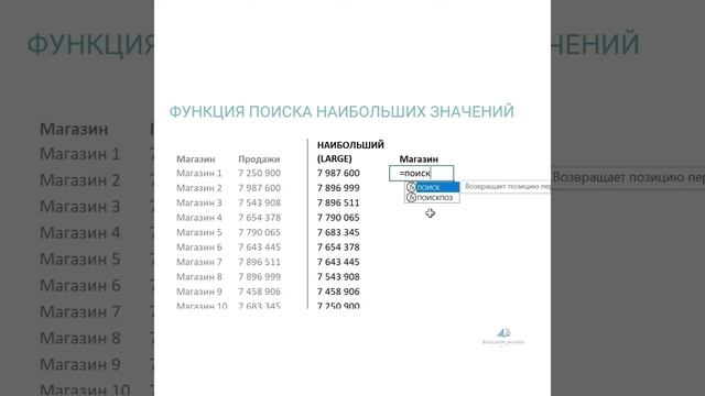 Функция НАИБОЛЬШИЙ смотреть онлайн