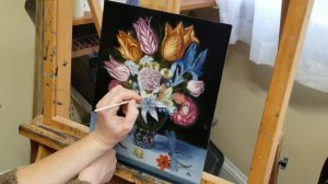 Flowers in a Glass -  Oil Painting Demonstration Part 4 - Highlights and Details Painting ASMR Art