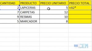 Excel 4:  Ejercicio 6 (Tabla de Papelería)