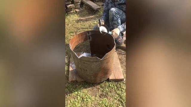 Печь для казана. Печка из металлолома. смотреть онлайн