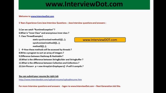 5 years experienced core java interview questions job interview смотреть онлайн