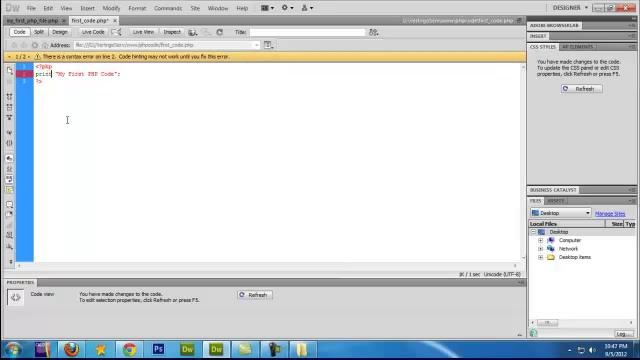 First PHP code