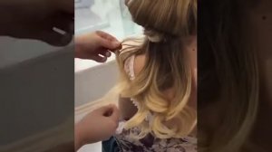 Вечерняя причёска с начесом и низким конским хвостом с начесом и с плетением