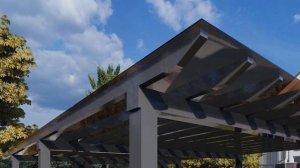 навес в стиле хай тек на два авто, монолитный поликарбонат