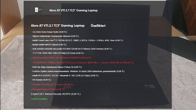 Monster Abra A7 V11.2.1 17,3" Gaming Laptop, Sırt Çantası, Taşıma Kılıfı Kutu Açılımı 10,500 TL!!! смотреть онлайн