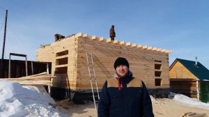 Дом 8х10 м. из бруса 150х200 мм. Обзор сборки сруба и перекрытия.