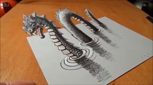 Как нарисовать Лохнесское Чудовище карандашом 3D