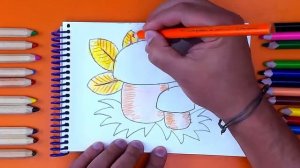 Грибок рисуем КАРАНДАШАМИ   Урок рисования карандашами для детей