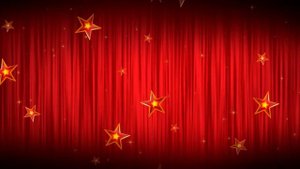 Футаж Красный занавес со звездами