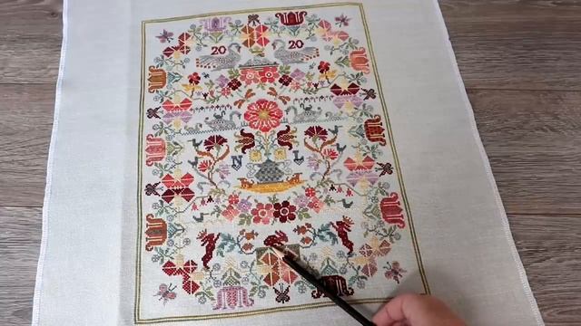 Вышивка крестиком ?Семплер LD ? "Game of Swannes" отшив в нитках The Gentler Art / Готовая работа