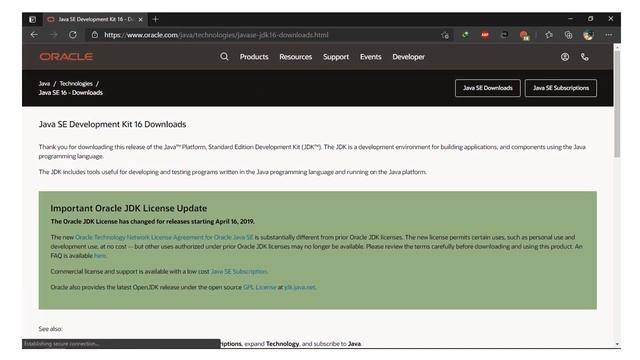 Quick Java 16 download on Windows 10 (21H1) | 2021 Update