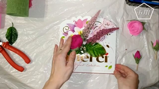 DIY.Оформление коробки конфет цветами.