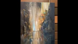 Новая картина маслом Ночной город . Oil original painting, Night City.