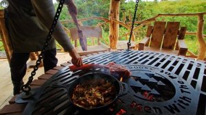 Tomahawk Ribeye Steak 🥩 Grilled on 🔥🔥🔥(Relaxing Sounds, ASMR, Menwiththepot HAT, CAMPING)