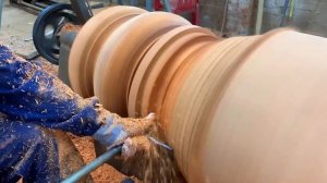 Amazing Woodturning Crazy - Great Working Skills Of Carpenter With Giant Red Wood Lathe