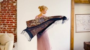 Платок шелковый (крепдешин, бахрома) "Восточные сладости", вид 14