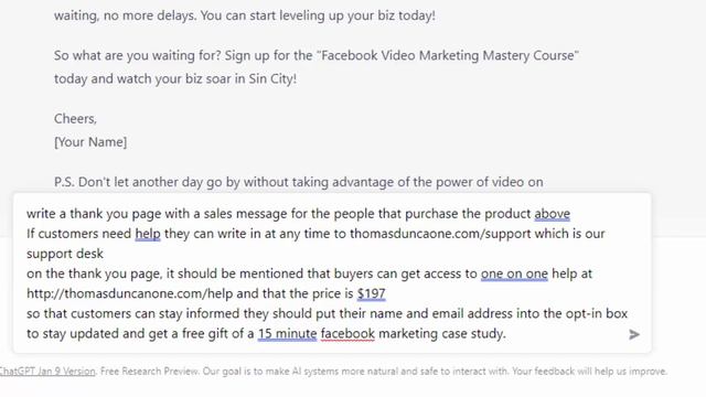 Generating Thank You Page Script | ChatGPT for Internet Marketers