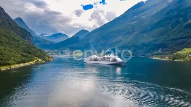 Cruise Liners On Geiranger Fjord, Norway | Stock Footage - Videohive смотреть онлайн