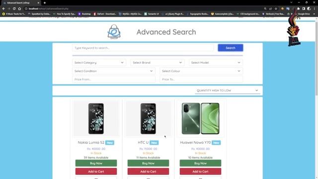 Program the advanced product searching process including pagination