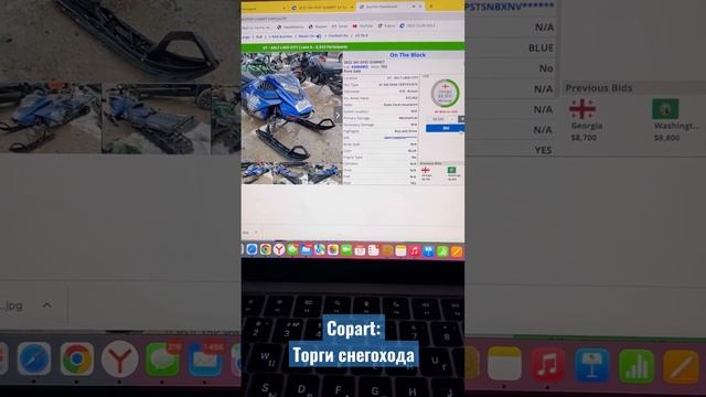 Торги снегохода из Америки. Copart