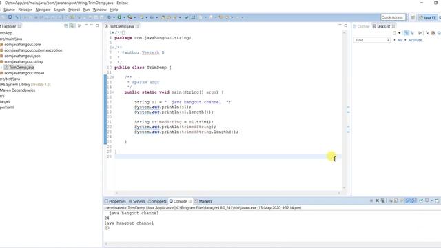 Trimming String in Java with real time scenario | trim() and length() methods of String in java смотреть онлайн