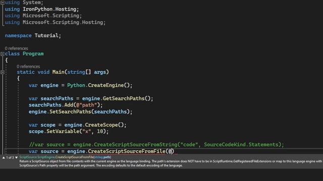 C# - IronPython (run Python from C#) Tutorial