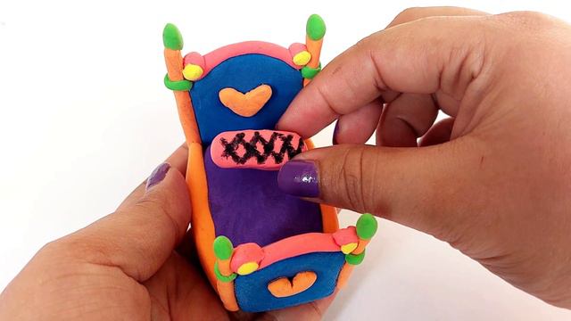 DIY How to Make Polymer Clay Miniature Furniture Home Set Mini Bed, Dressing table, Chair, Sofa