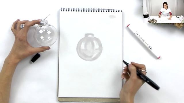 Скетч маркерами "Новогодний шарик" смотреть онлайн