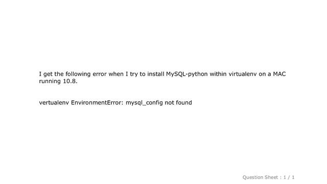 Django : Django Error: vertualenv EnvironmentError: mysql_config not found смотреть онлайн