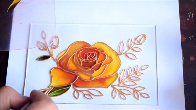 Цветок на стекле витражными красками смотреть онлайн