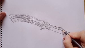 Как нарисовать нож-бабочку из CS:GO дамасская сталь || how to draw a butterfly knife from CS:GO