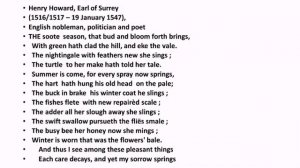 The Soote Season by Henry Howard, Earl of Surrey Summary in Tamil