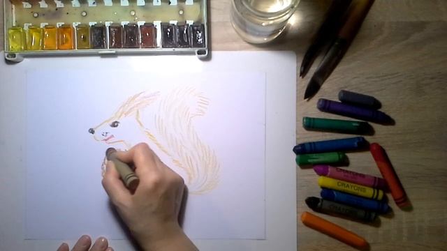 Учимся рисовать белку с шишкой в осеннем лесу. Часть 1