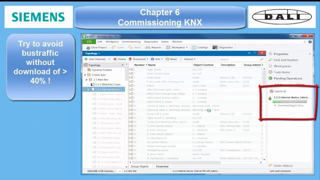 Siemens KNX-DALI GW Chapter 06: Commissioning the KNX bus смотреть онлайн